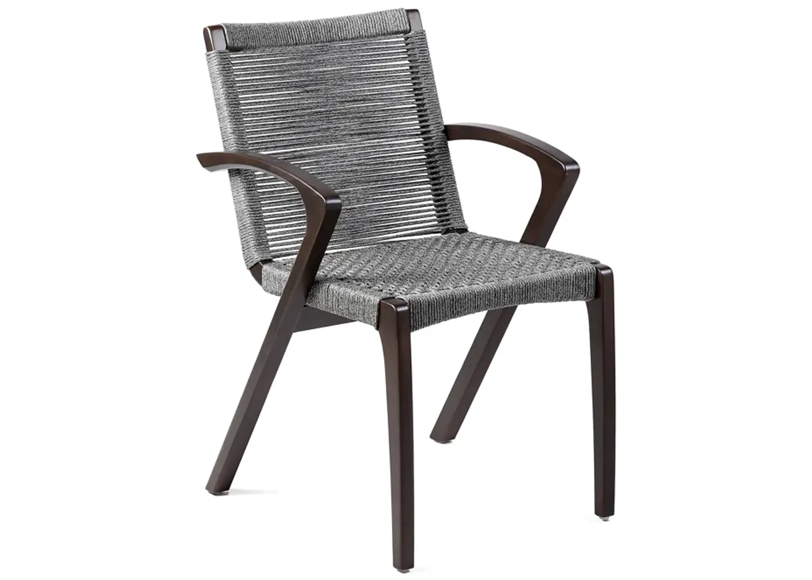 Nabila Outdoor Dark Eucalyptus Wood and Rope Dining Chairs (Set of 2) in Gray