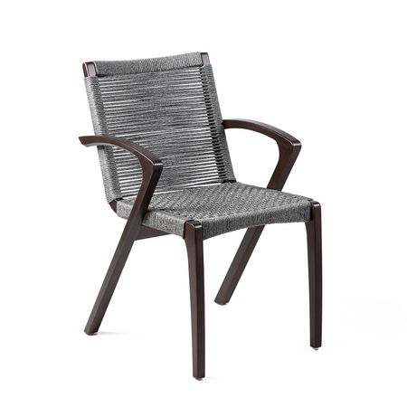 Nabila Outdoor Dark Eucalyptus Wood and Rope Dining Chairs (Set of 2) in Gray
