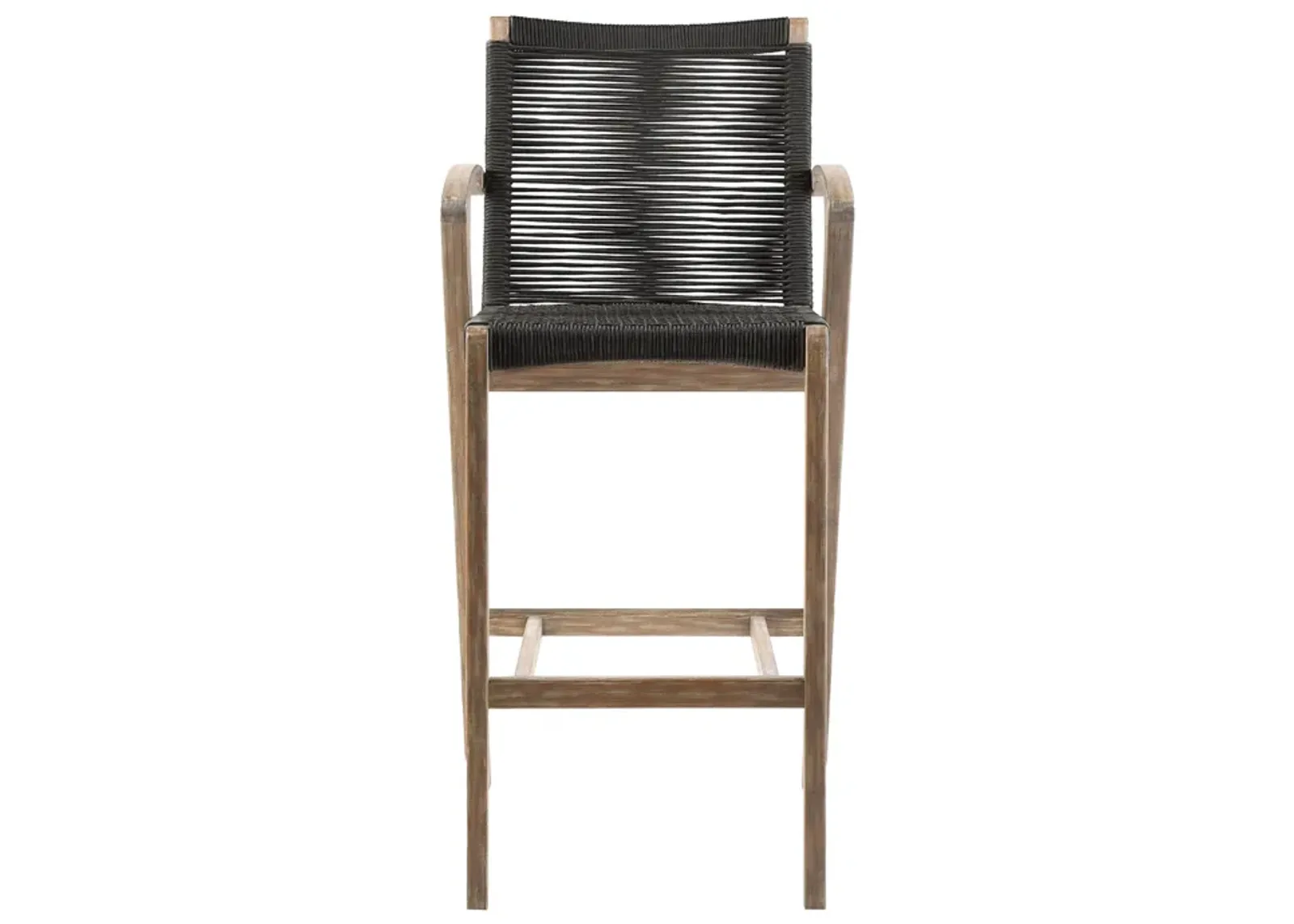 Nabila Outdoor Light Eucalyptus Wood and Charcoal Rope Counter and Bar Height Stool