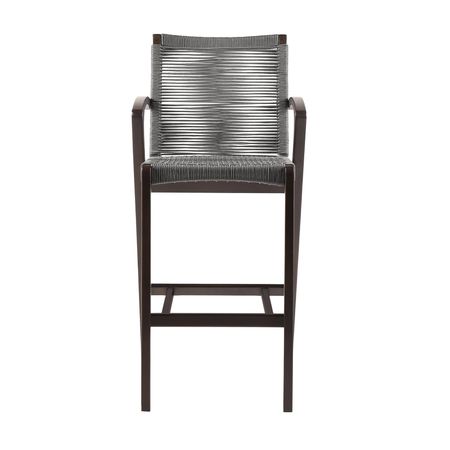 Nabila Outdoor Dark Eucalyptus Wood and Rope Counter and Bar Height Stool in Gray