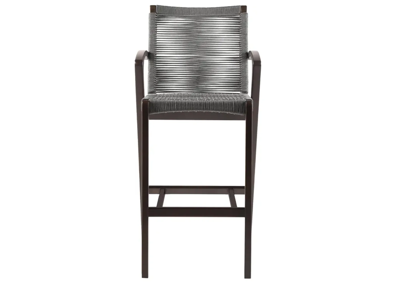 Nabila Outdoor Dark Eucalyptus Wood and Rope Counter and Bar Height Stool in Gray