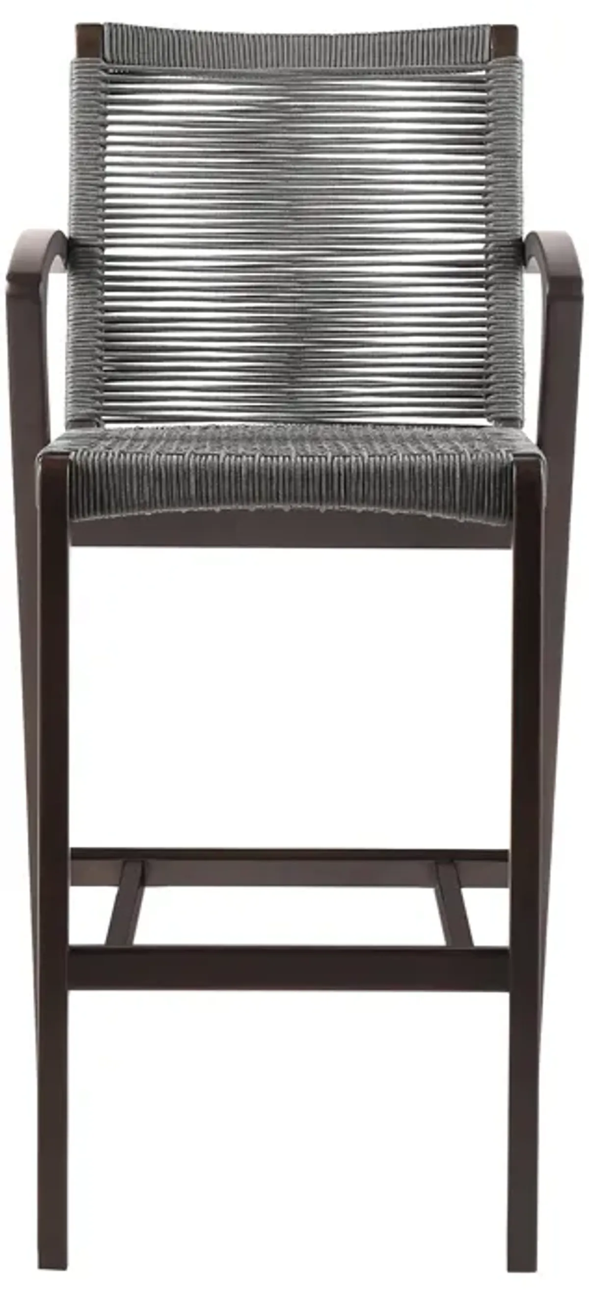 Nabila Outdoor Dark Eucalyptus Wood and Rope Counter and Bar Height Stool in Gray