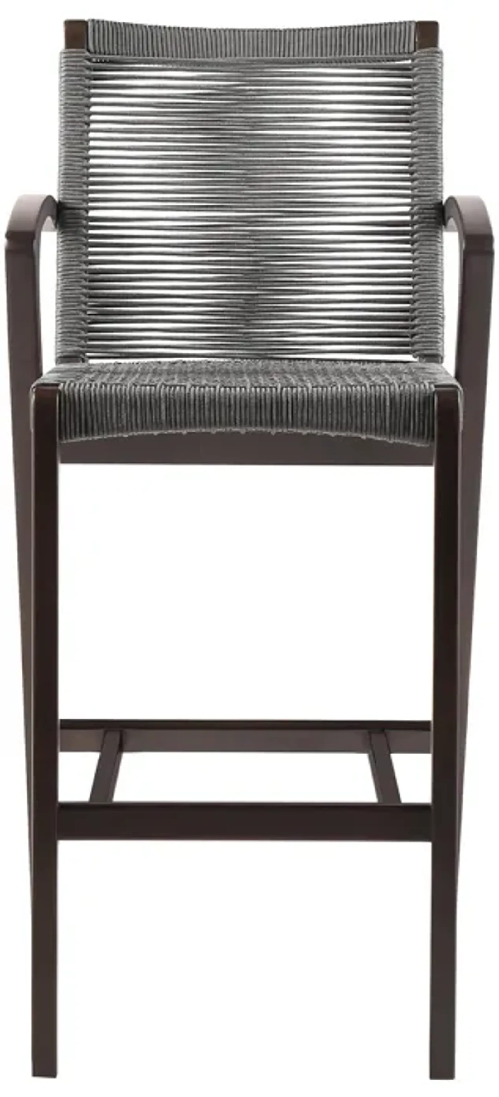 Nabila Outdoor Dark Eucalyptus Wood and Rope Counter and Bar Height Stool in Gray