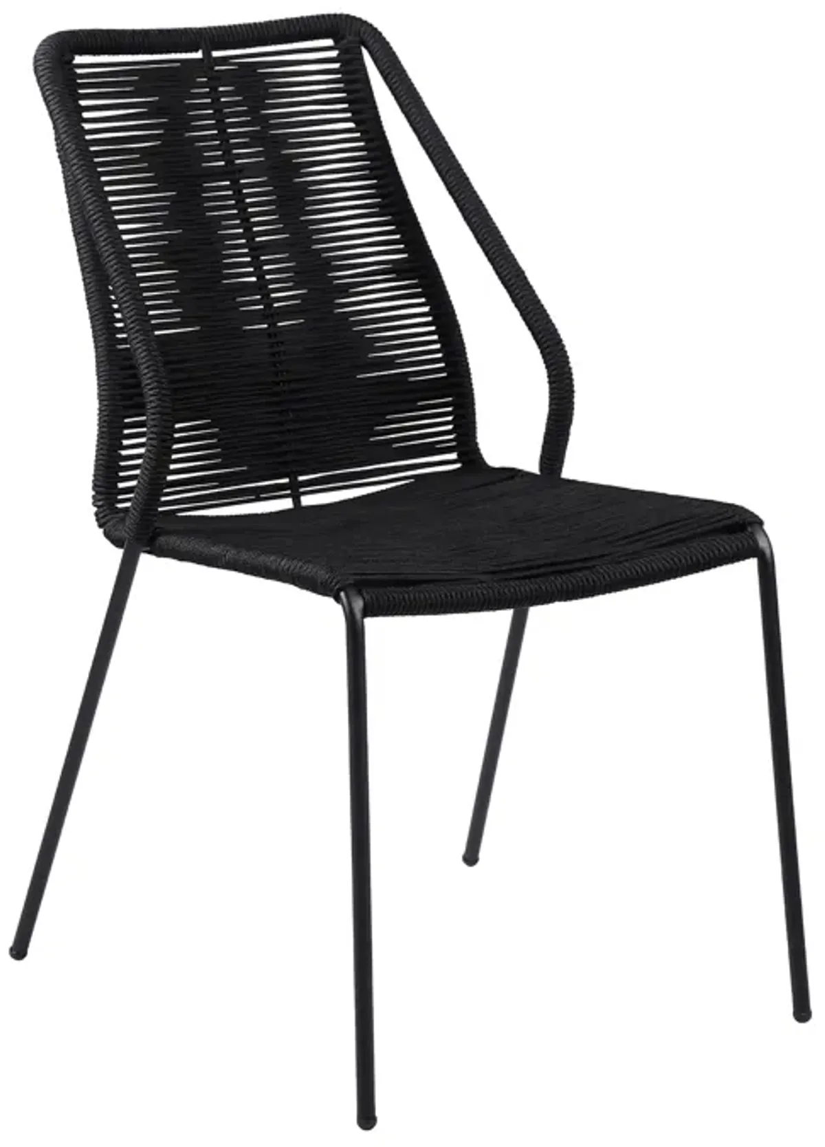 Sydney and Clip 3 Piece Outdoor Patio 36" Dining Set in Black Eucalyptus Wood and Black Rope