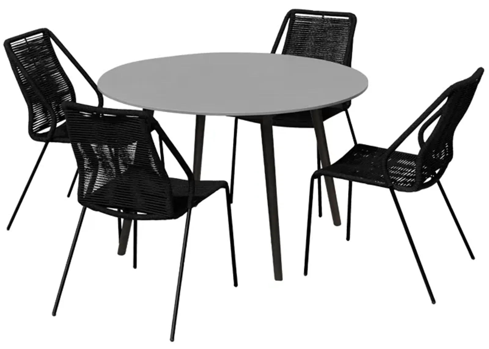 Sydney and Clip Outdoor Patio 5 Piece Dining Set in Black Rope with Black Eucalyptus Wood