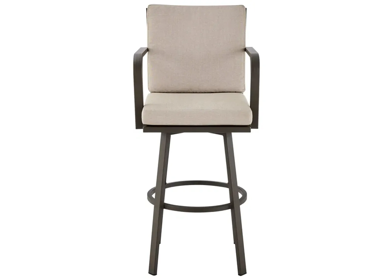 Don 26" Outdoor Patio Swivel Counter Stool in Brown Aluminum with Cushions