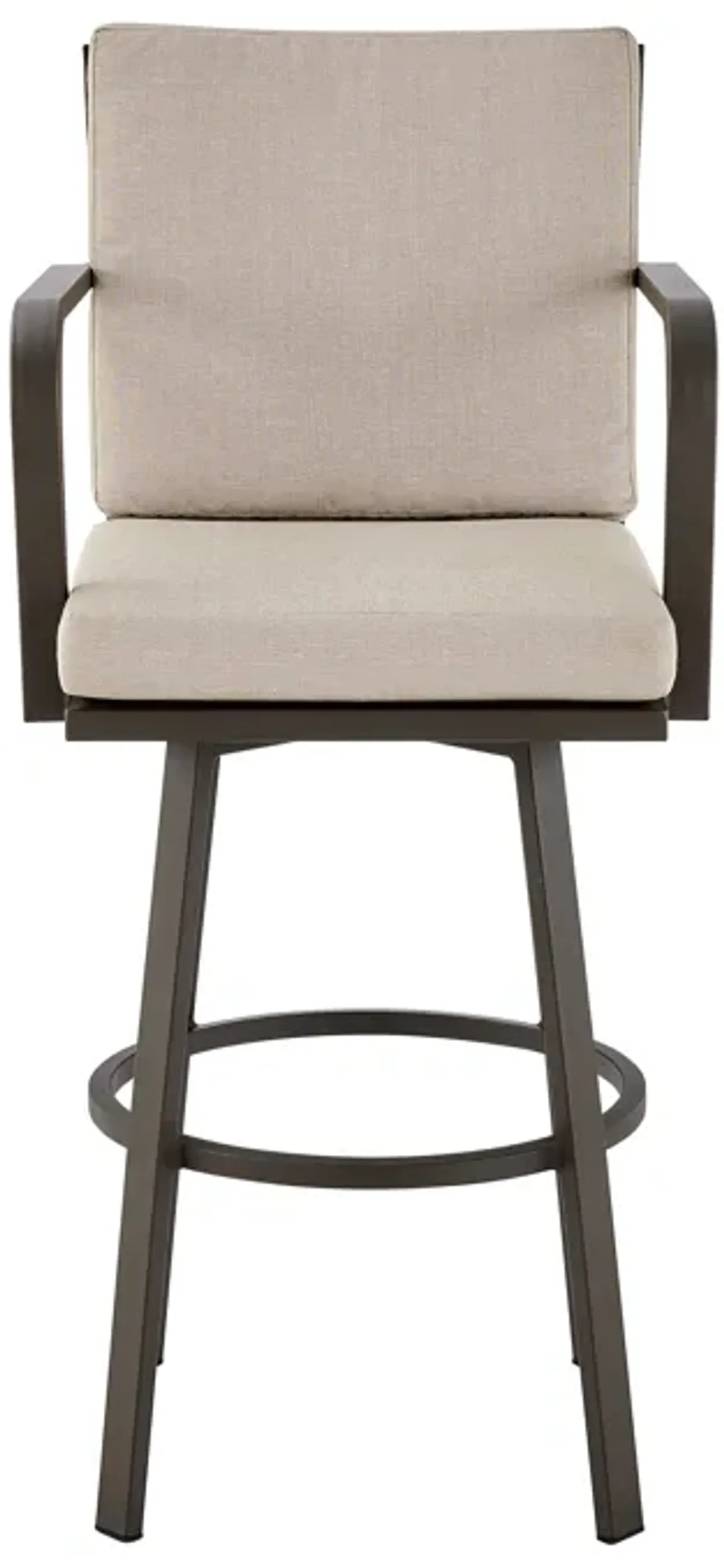 Don 26" Outdoor Patio Swivel Counter Stool in Brown Aluminum with Cushions