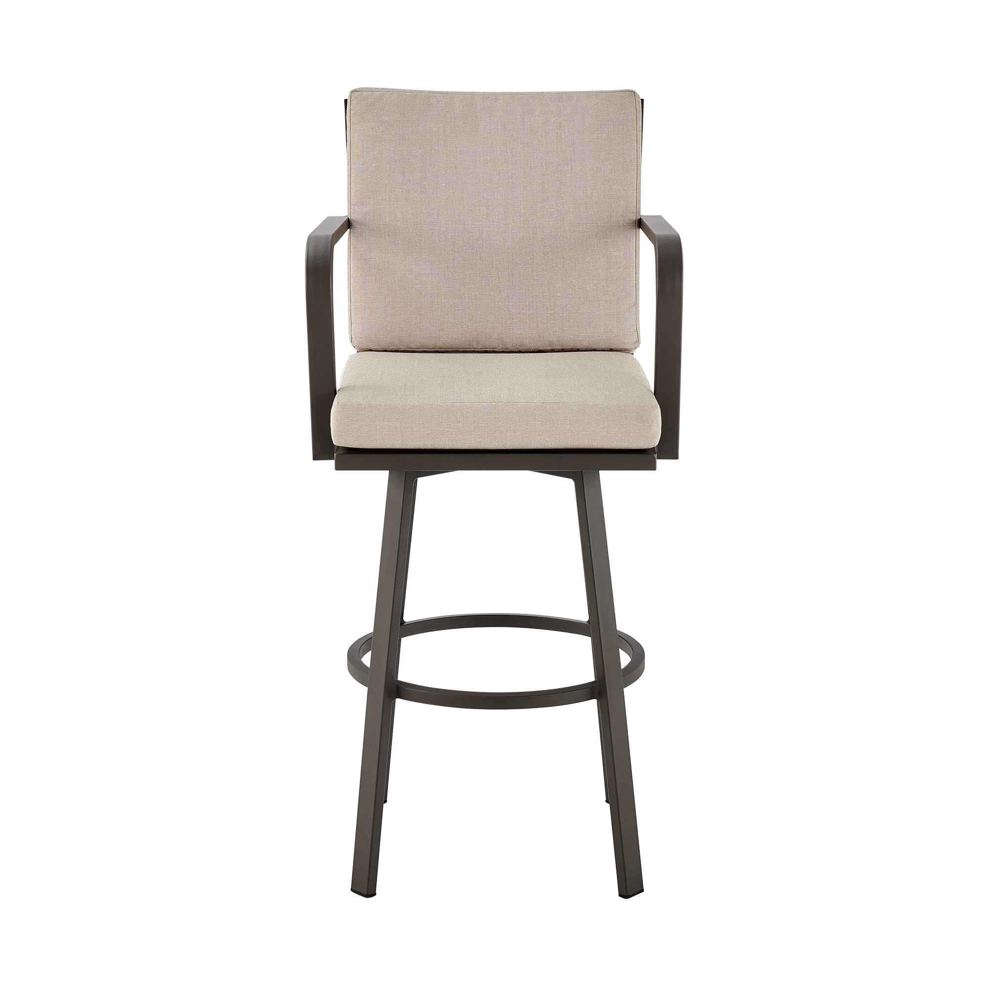 Don 26" Outdoor Patio Swivel Counter Stool in Brown Aluminum with Cushions