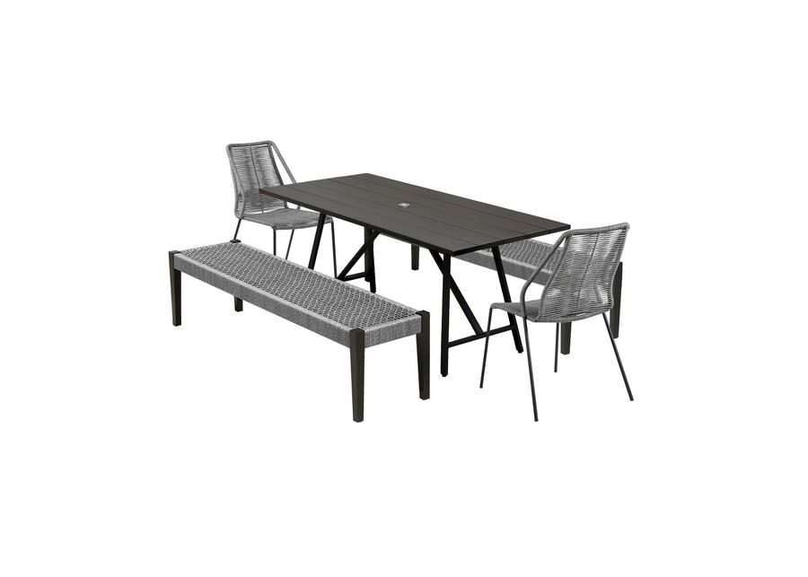 Koala Clip and Camino 5 Piece Outdoor Dining Set in Dark Eucalyptus with Gray Rope