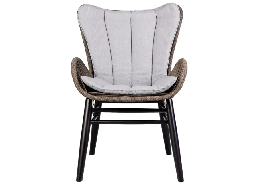 Fanny Outdoor Patio Dining Chair in Dark Eucalyptus Wood and Truffle Rope