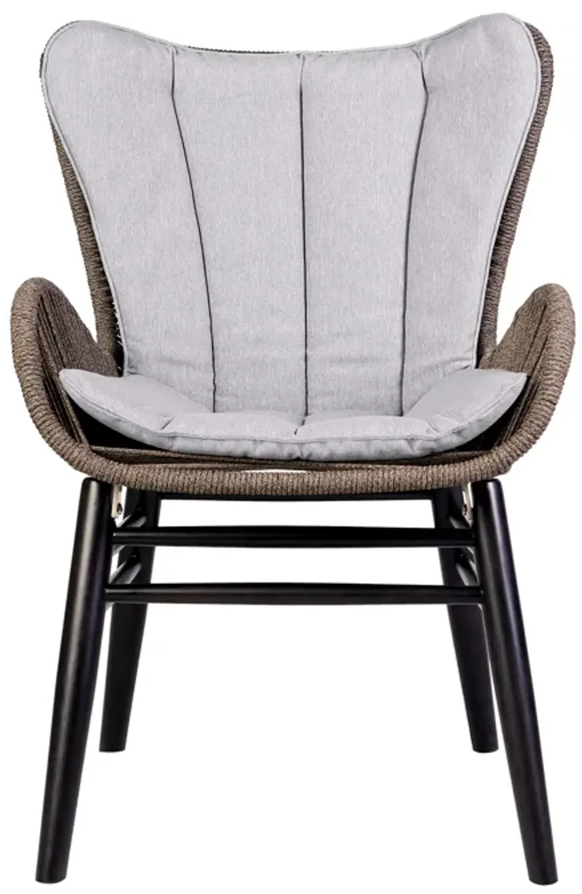 Fanny Outdoor Patio Dining Chair in Dark Eucalyptus Wood and Truffle Rope