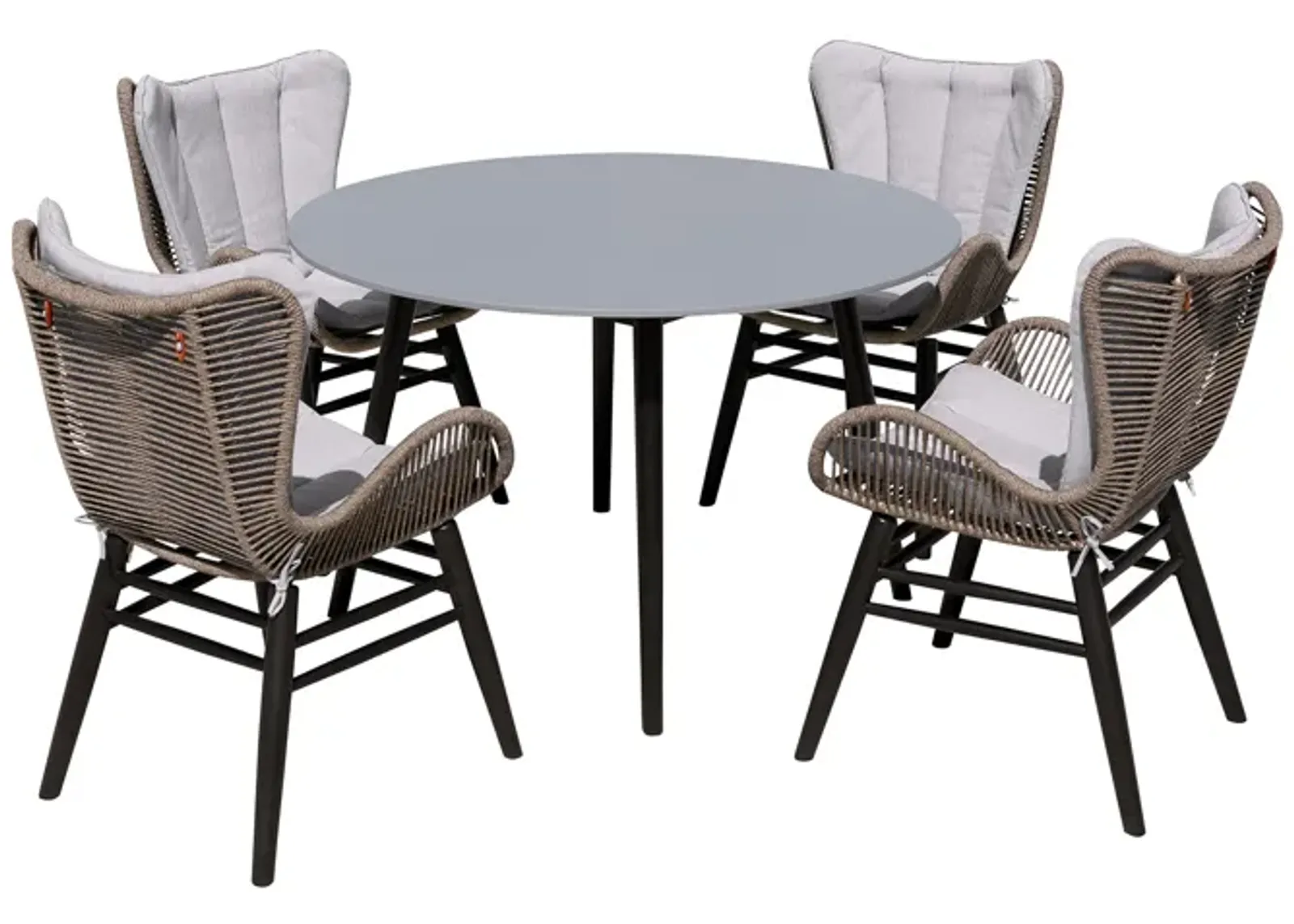 Sydney and Fanny 5 Piece Outdoor Patio Dining Set in Dark Eucalyptus Wood