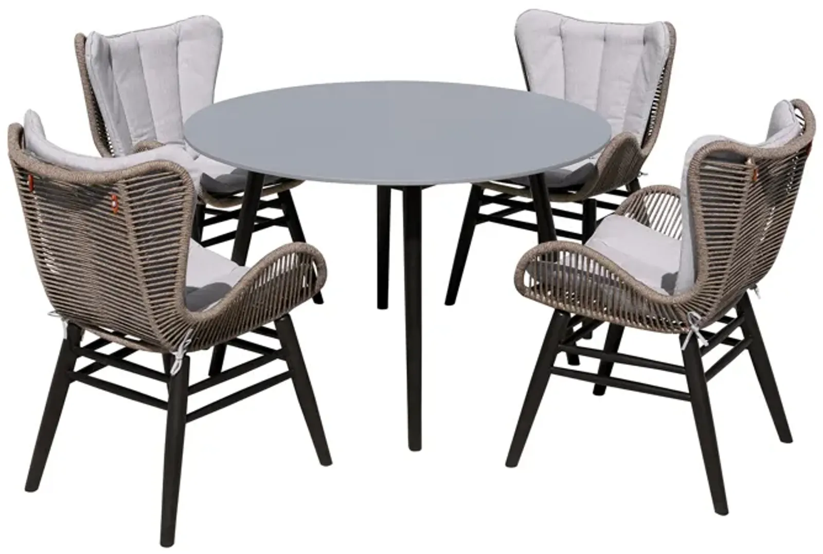 Sydney and Fanny 5 Piece Outdoor Patio Dining Set in Dark Eucalyptus Wood