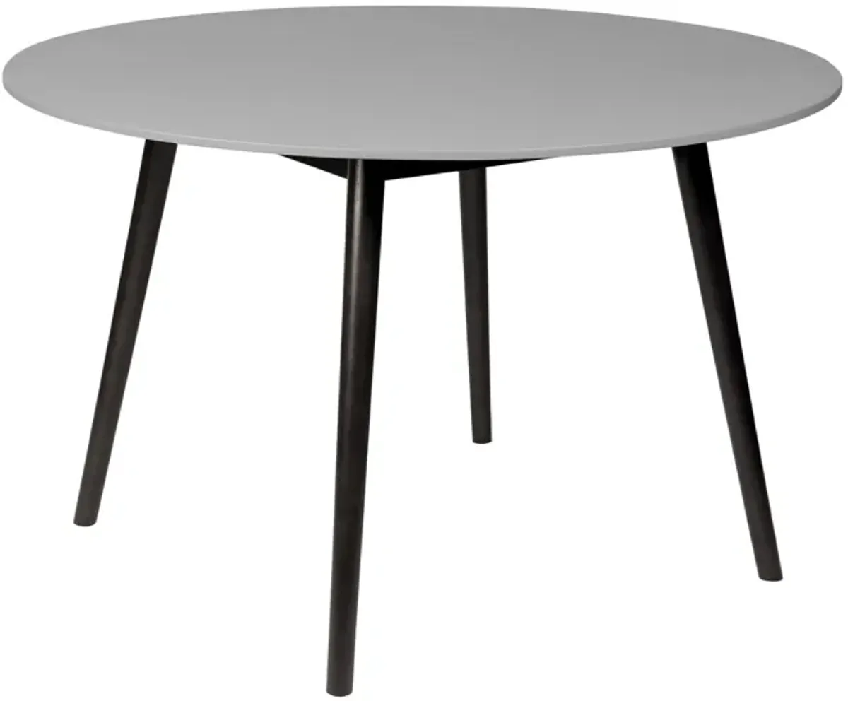 Sydney Outdoor Patio Round Dining Table in Dark Eucalyptus and Gray Stone