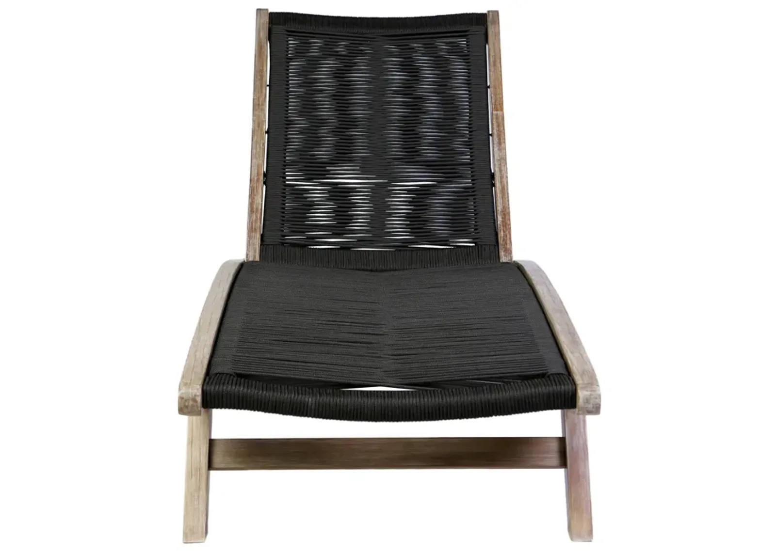 Chateau Outdoor Patio Adjustable Chaise Lounge Chair in Eucalyptus Wood and Charcoal Rope