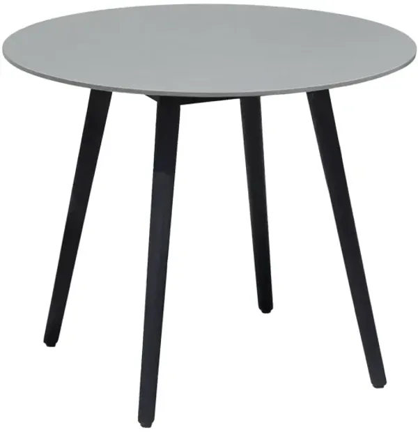 Sydney Outdoor Patio Round 36" Dining Table in Black Eucalyptus and Gray Stone