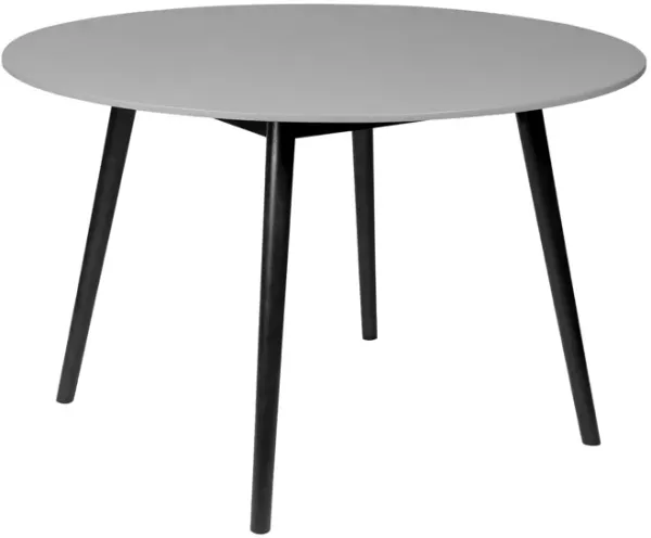 Sydney Outdoor Patio Round Dining Table in Black Eucalyptus and Gray Stone
