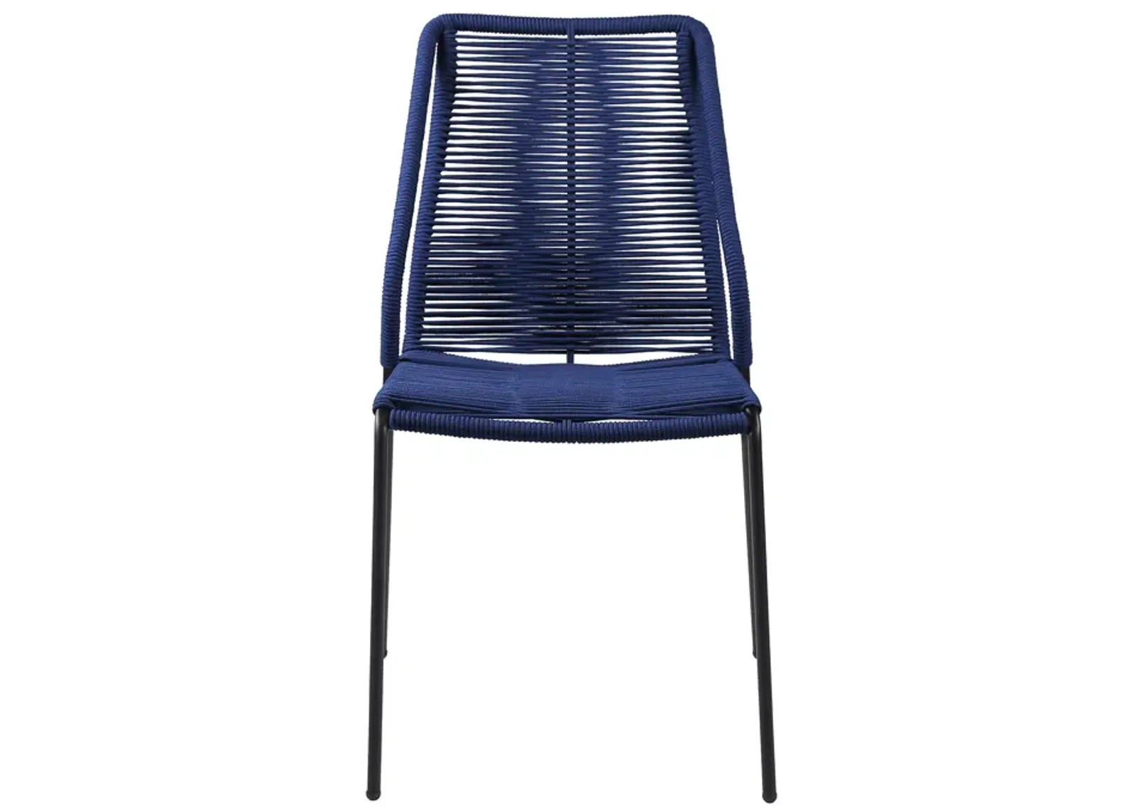 Clip Indoor Outdoor Stackable Steel Dining Chair with Rope (Set of 2) in Blue