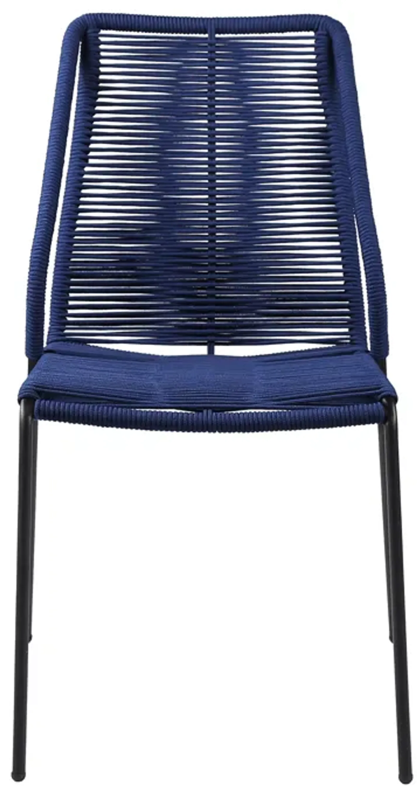 Clip Indoor Outdoor Stackable Steel Dining Chair with Rope (Set of 2) in Blue