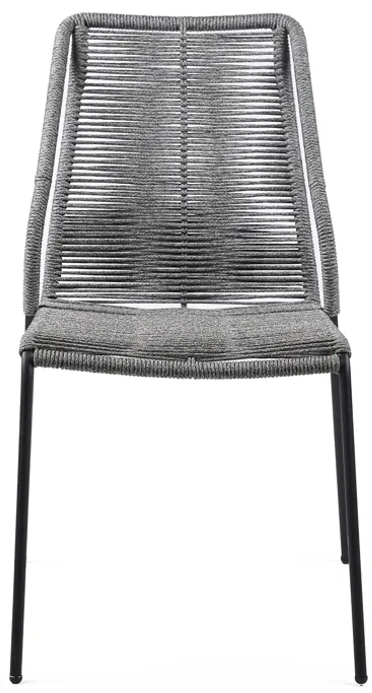 Clip Indoor Outdoor Stackable Steel Dining Chair with Rope (Set of 2) in Gray