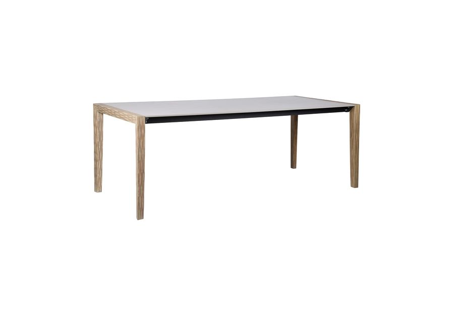 Fineline Indoor Outdoor 80" Rectangle Dining Table in Light Eucalyptus Wood and Super Stone