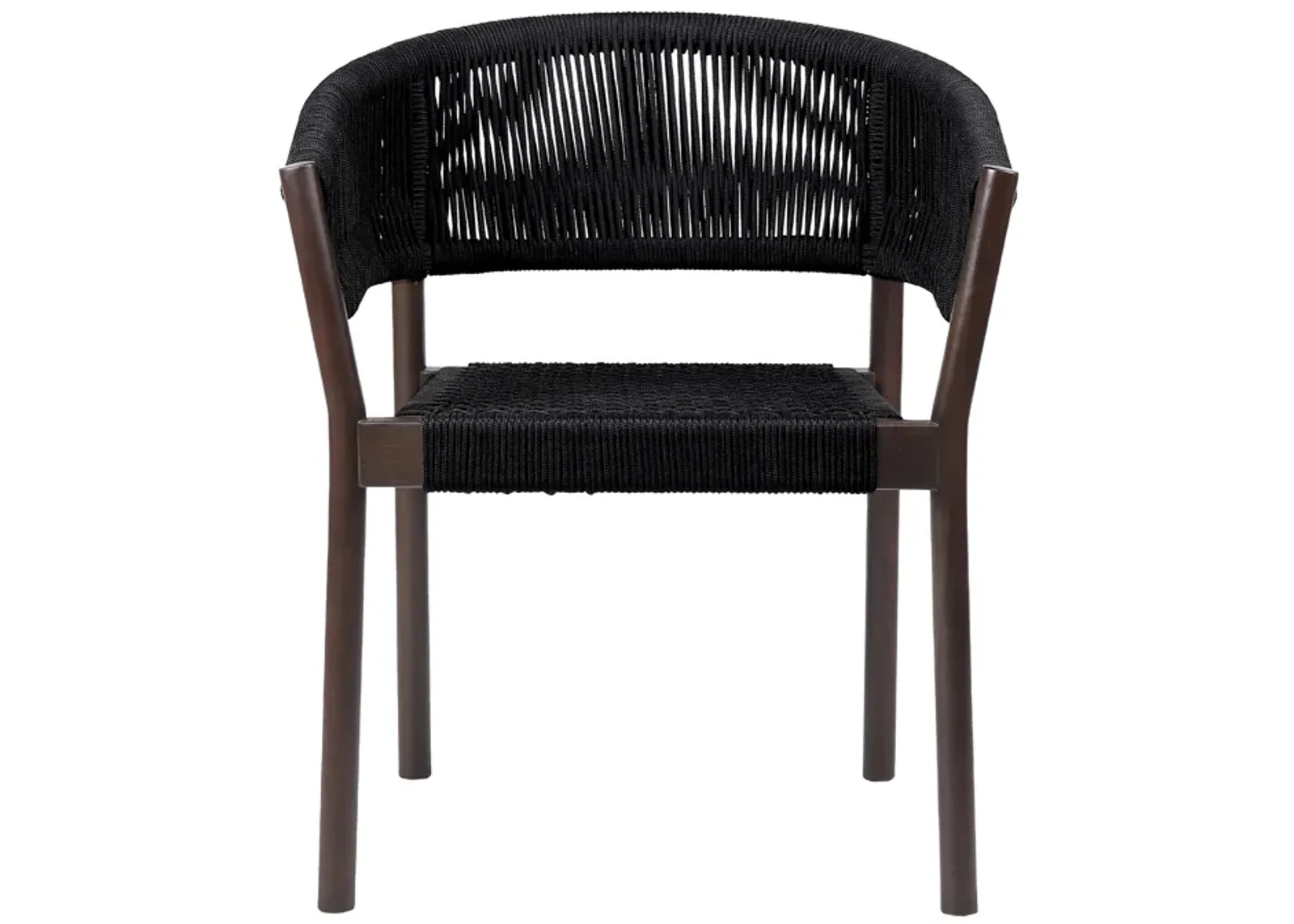 Doris Indoor Outdoor Dining Chair in Dark Eucalyptus Wood with Black Rope (Set of 2)