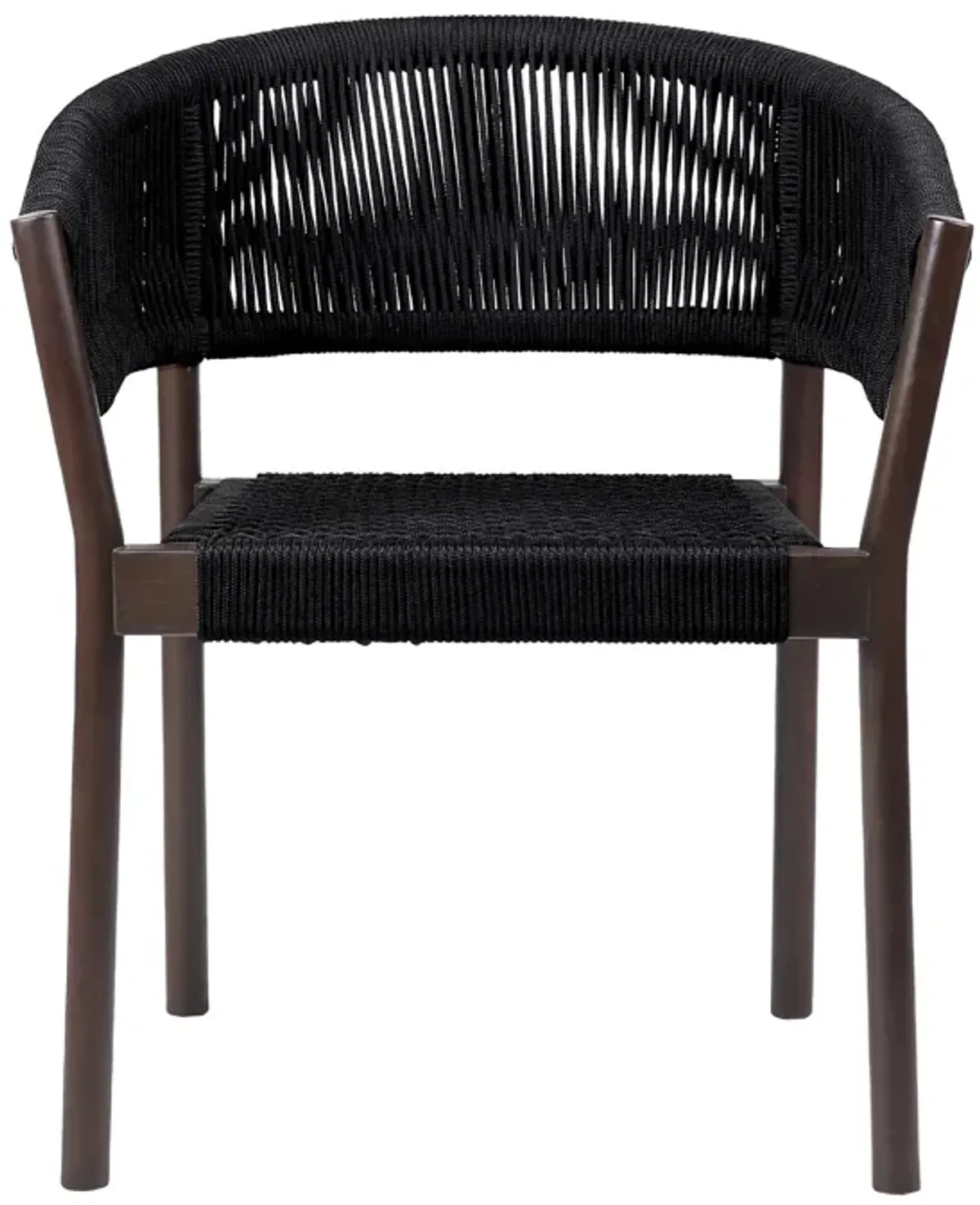 Doris Indoor Outdoor Dining Chair in Dark Eucalyptus Wood with Black Rope (Set of 2)