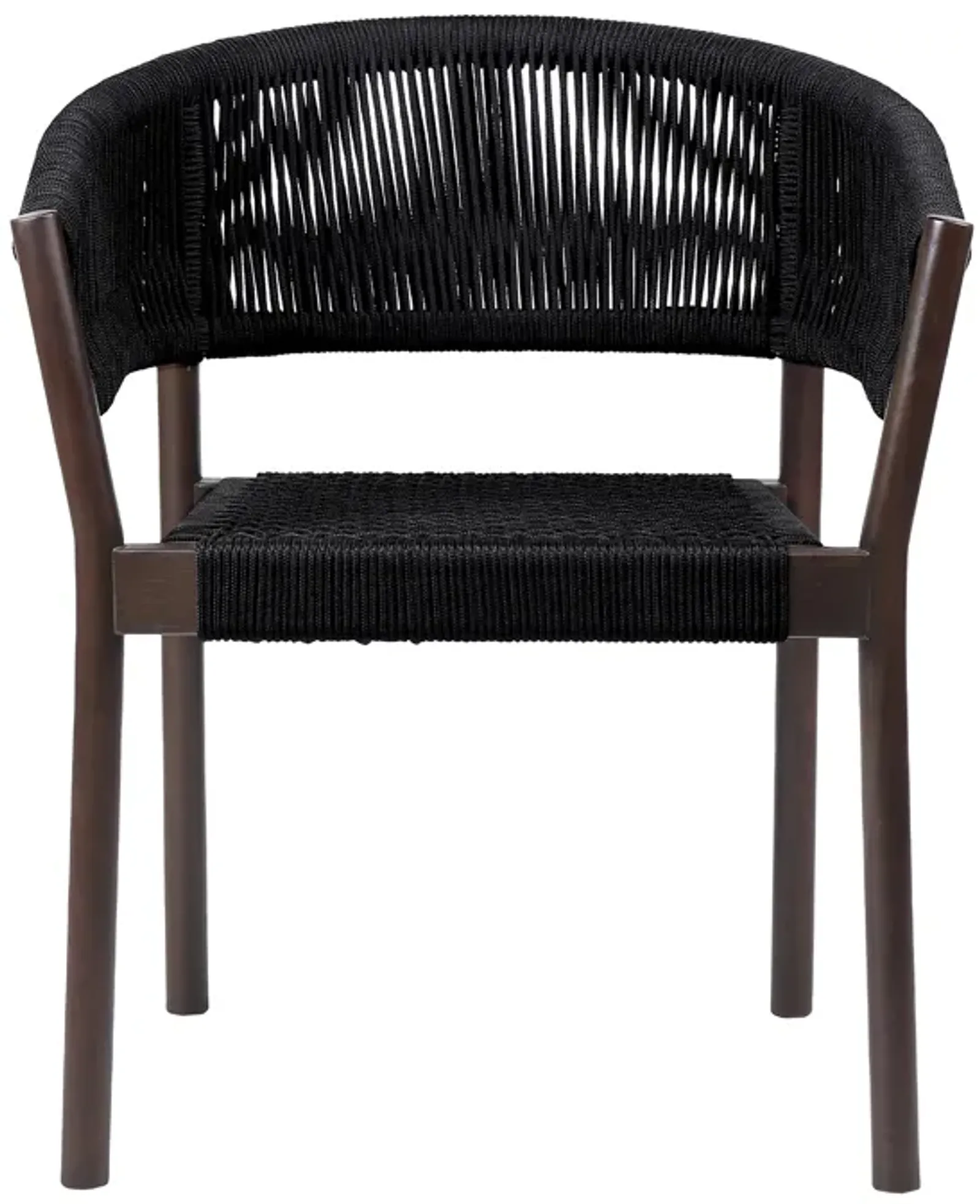 Doris Indoor Outdoor Dining Chair in Dark Eucalyptus Wood with Black Rope (Set of 2)