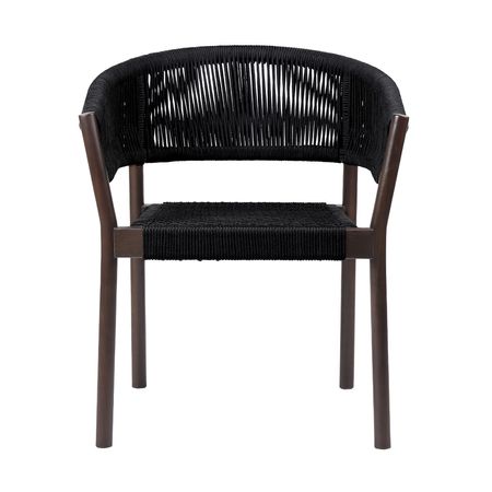 Doris Indoor Outdoor Dining Chair in Dark Eucalyptus Wood with Black Rope (Set of 2)