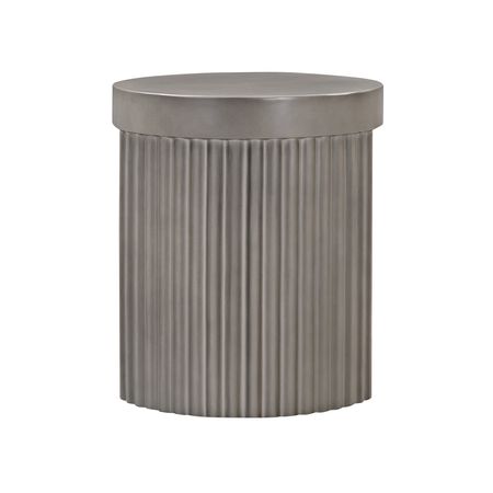 Wave Round Indoor or Outdoor Accent Stool End Table in Gray Concrete
