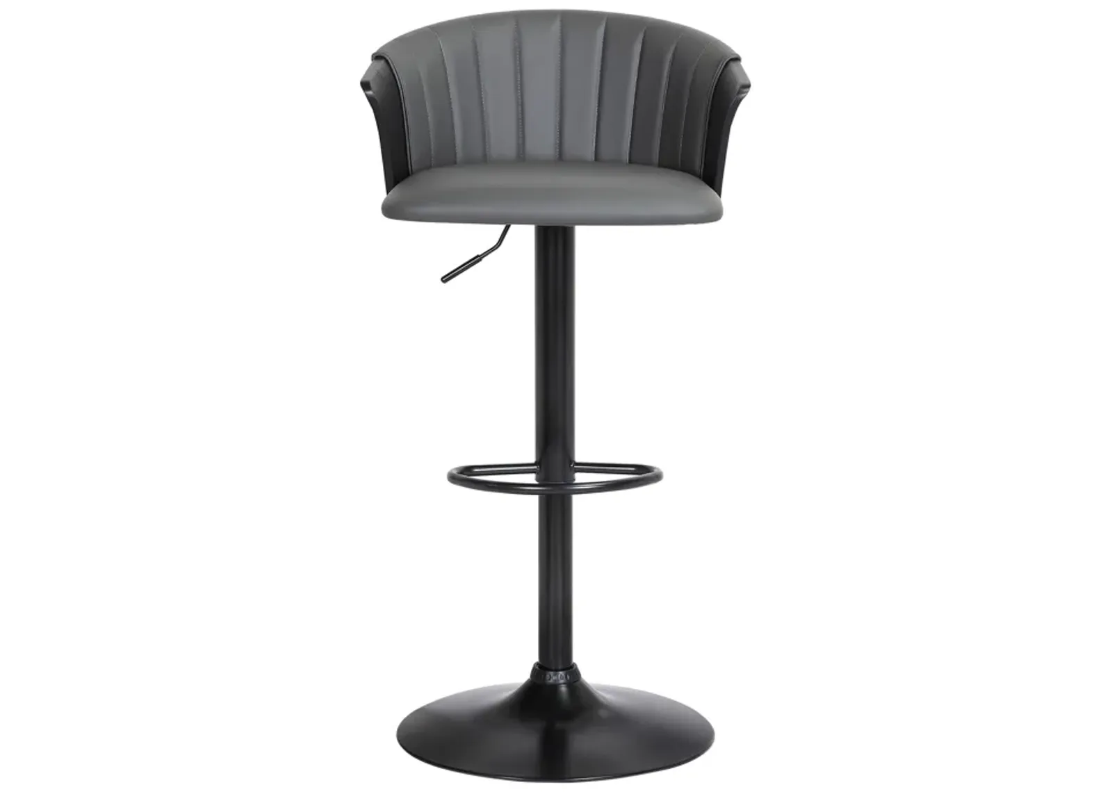 Lydia Adjustable Black Wood Bar Stool