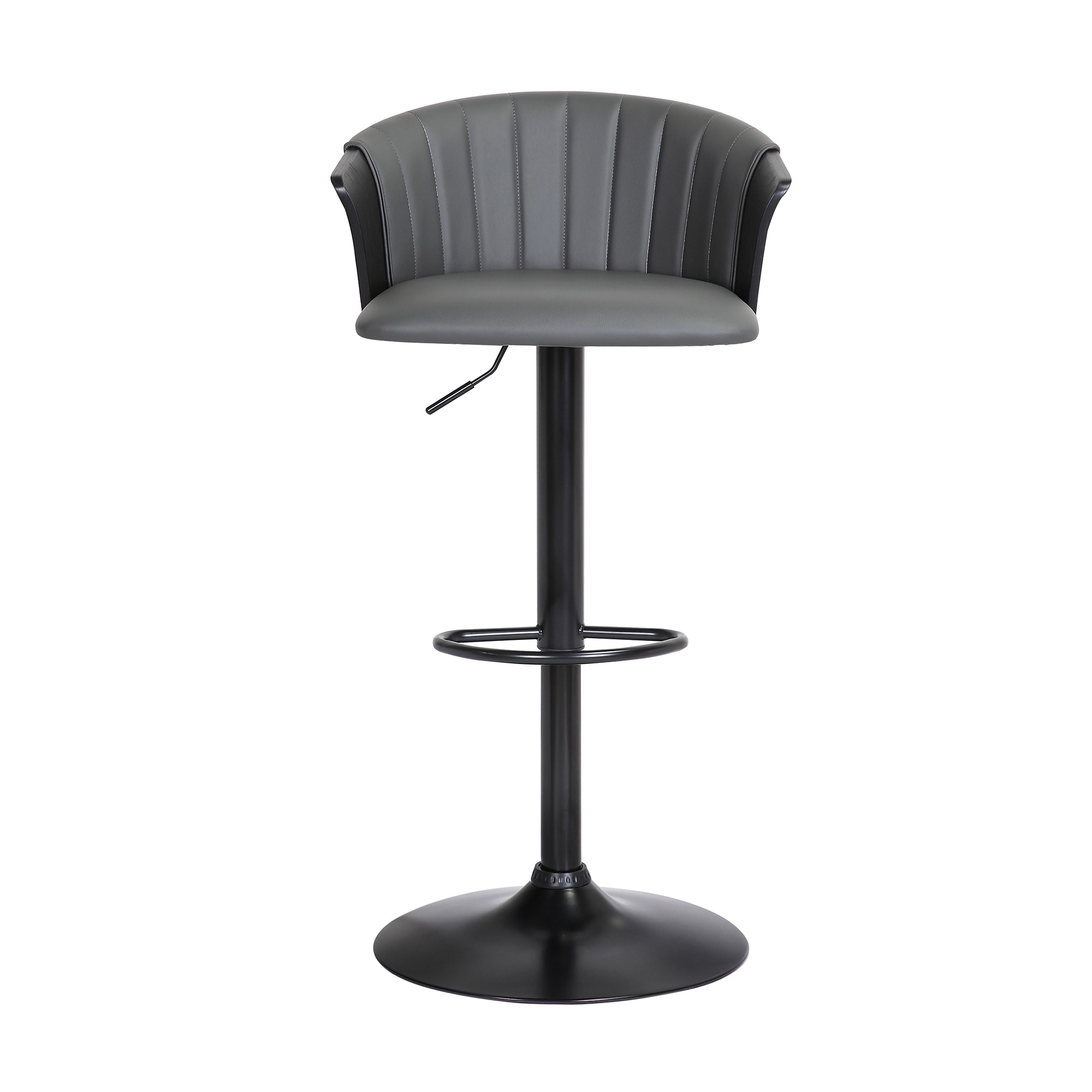 Lydia Adjustable Black Wood Bar Stool