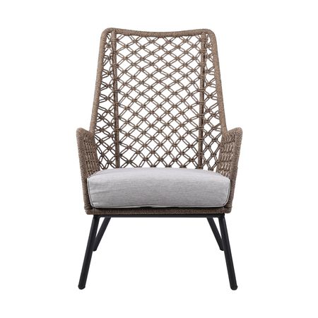 Marco Indoor Outdoor Steel Lounge Chair with Truffle Rope and Cushion in Gray