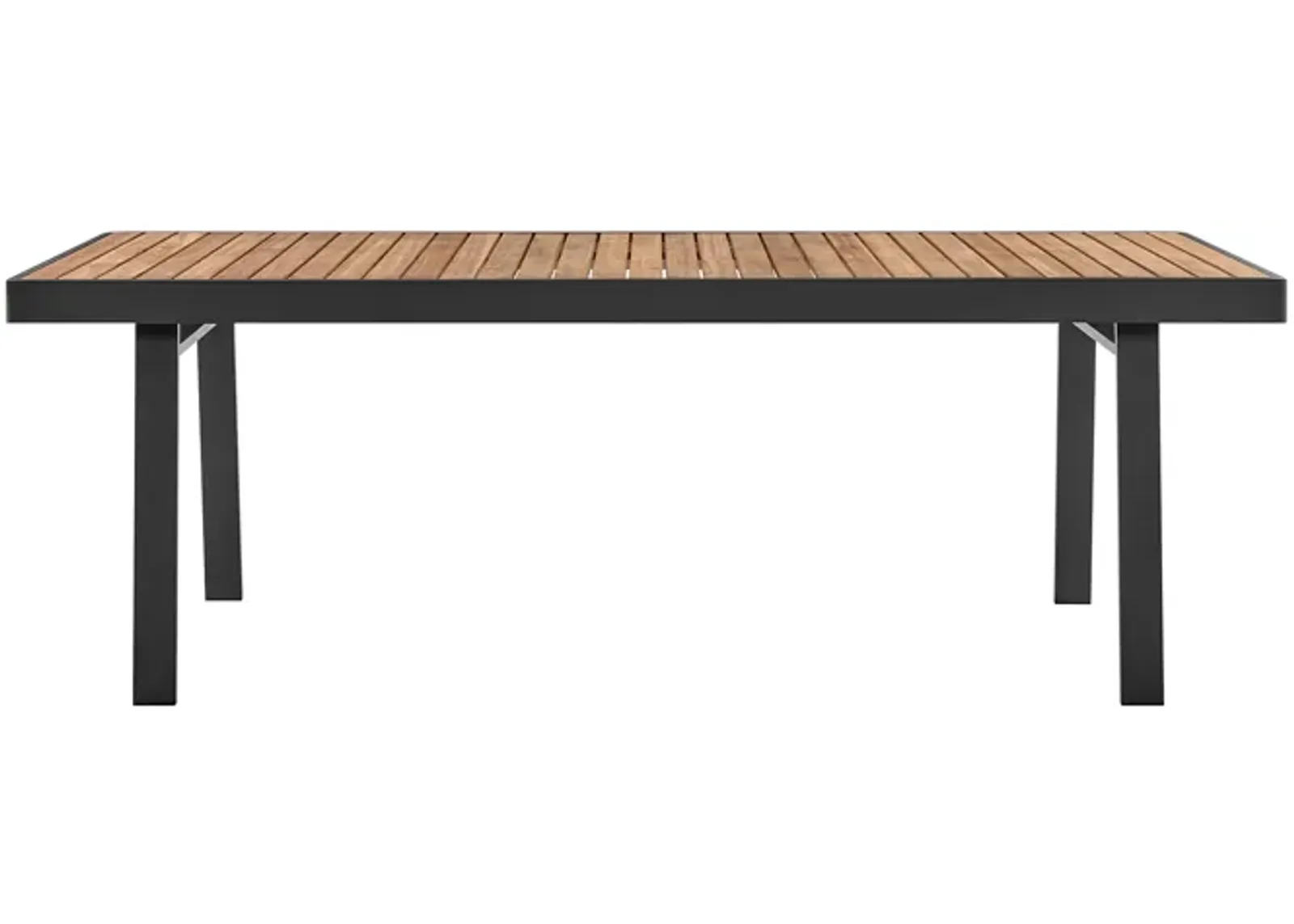 Nofi Outdoor Patio Dining Table in Charcoal Finish with Teak Wood Top