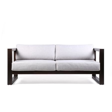 Paradise Outdoor Dark Eucalyptus Wood Sofa with Cushions in Gray