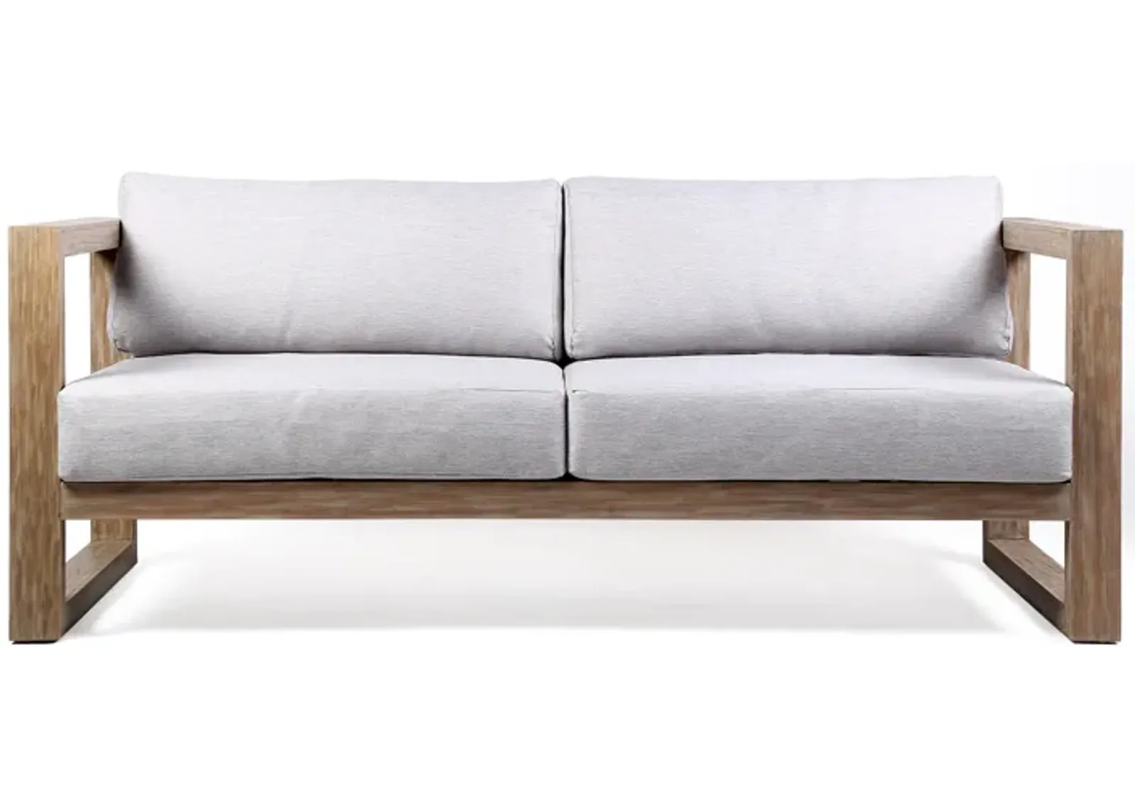 Paradise Outdoor Light Eucalyptus Wood Sofa with Gray Cushions