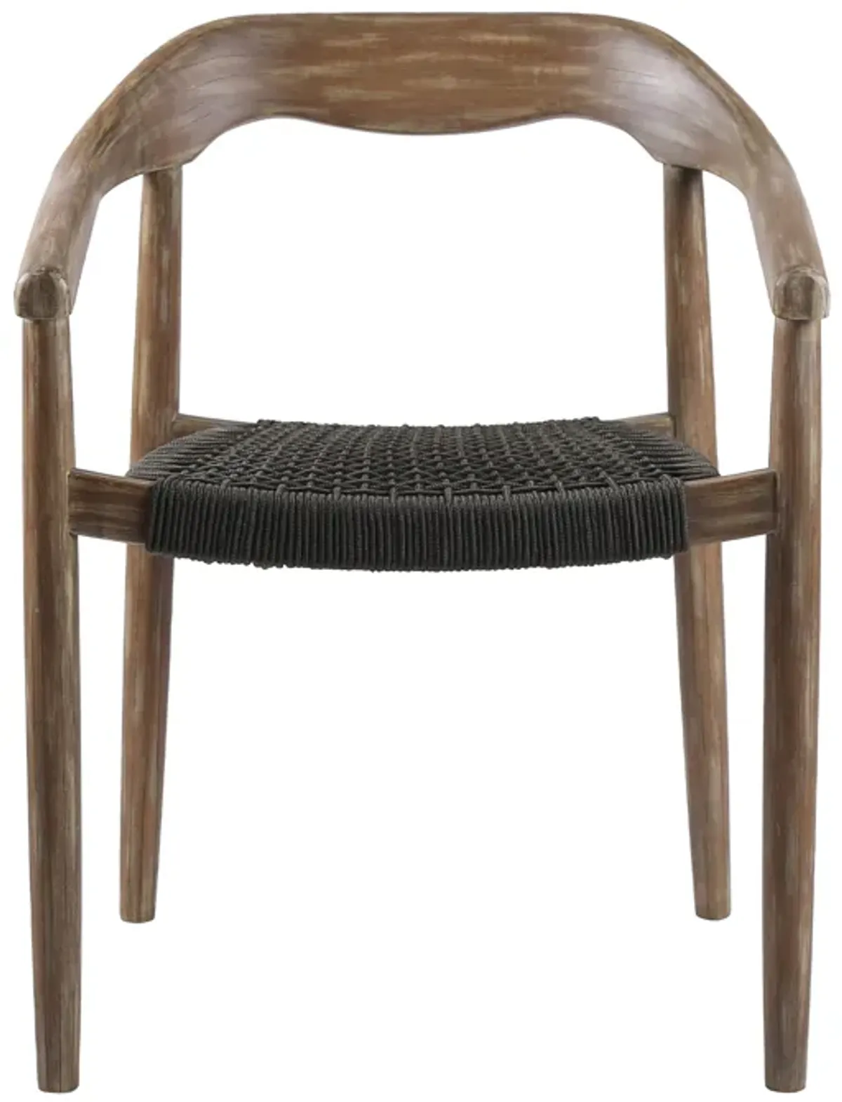 Santo Indoor Outdoor Stackable Dining Chair in Eucalyptus Wood with Charcoal Rope (Set of 2)