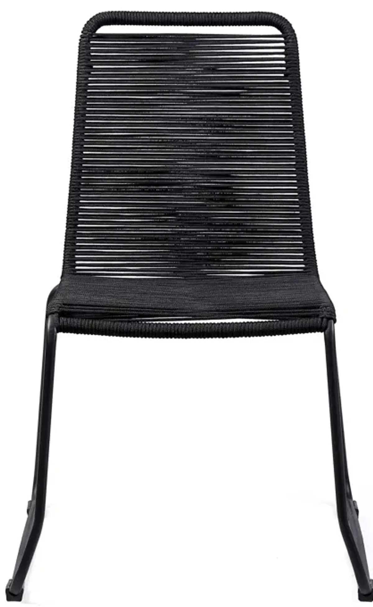 Shasta Outdoor Metal and Rope Stackable Dining Chair (Set of 2) in Black