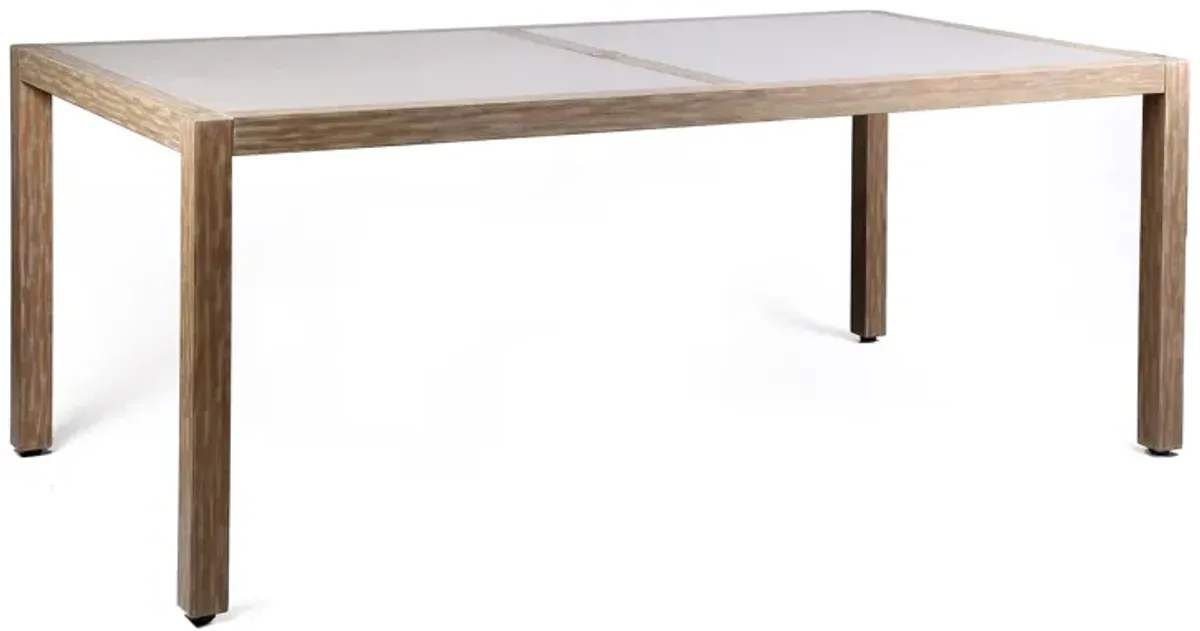 Sienna Outdoor Eucalyptus Dining Table with Teak Finish and Gray Super Stone Top