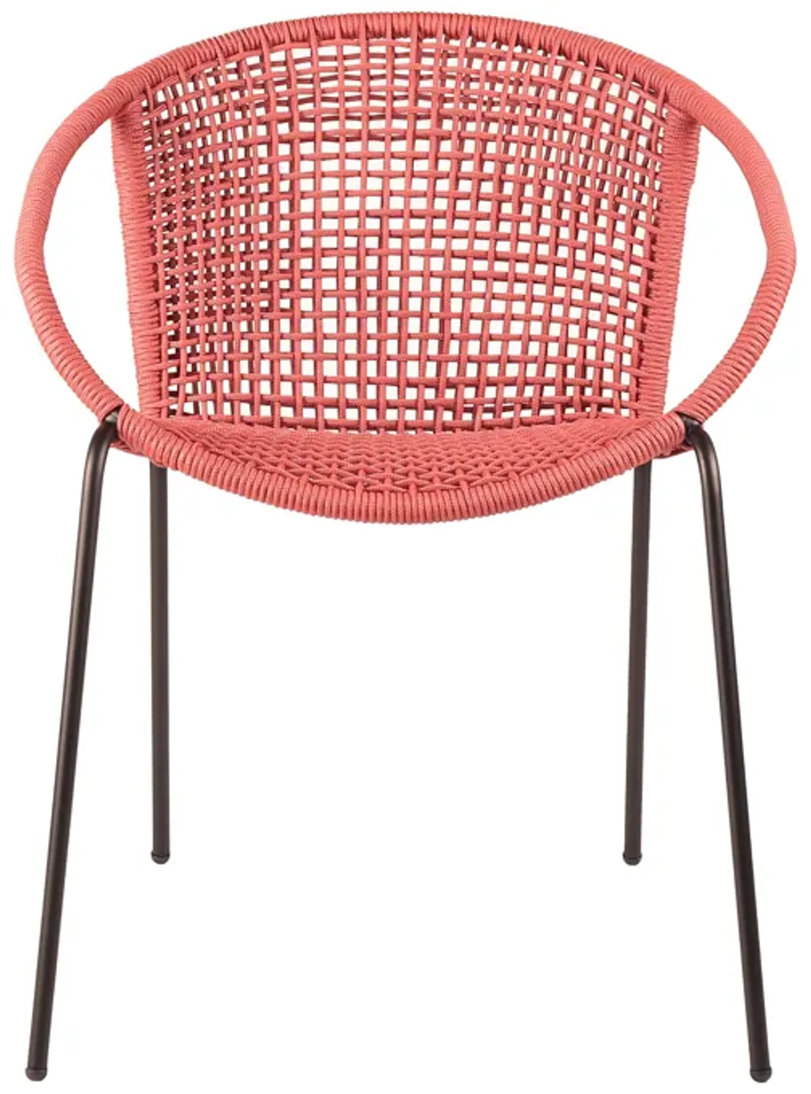 Snack Indoor Outdoor Stackable Steel Dining Chair with Brick Rope (Set of 2) in Red