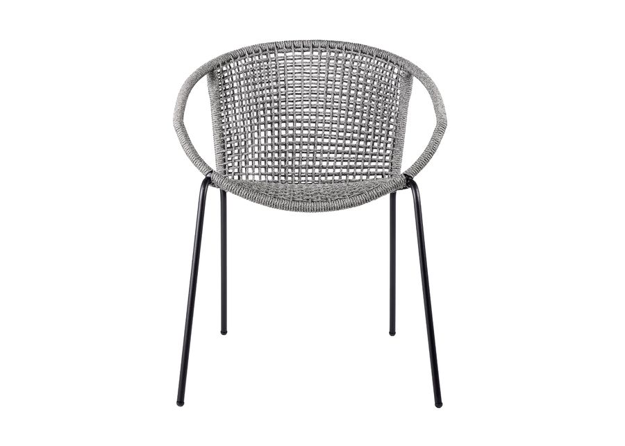 Snack Indoor Outdoor Stackable Steel Dining Chair with Rope (Set of 2) in Gray