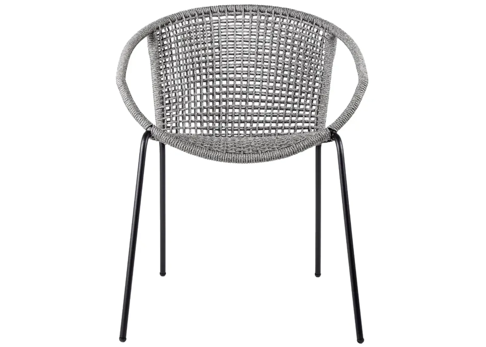 Snack Indoor Outdoor Stackable Steel Dining Chair with Rope (Set of 2) in Gray