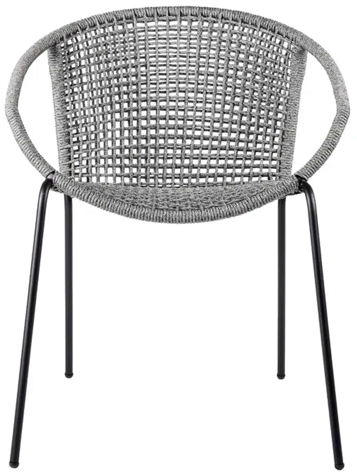 Snack Indoor Outdoor Stackable Steel Dining Chair with Rope (Set of 2) in Gray