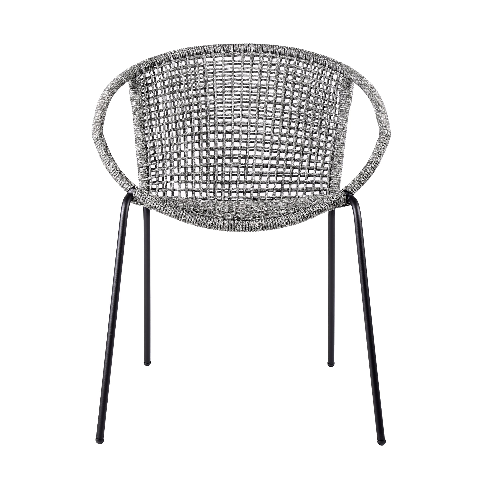 Snack Indoor Outdoor Stackable Steel Dining Chair with Rope (Set of 2) in Gray