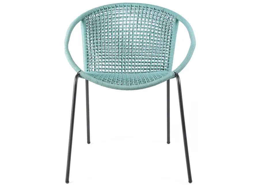 Snack Indoor Outdoor Stackable Steel Dining Chair with Wasabi Rope (Set of 2)