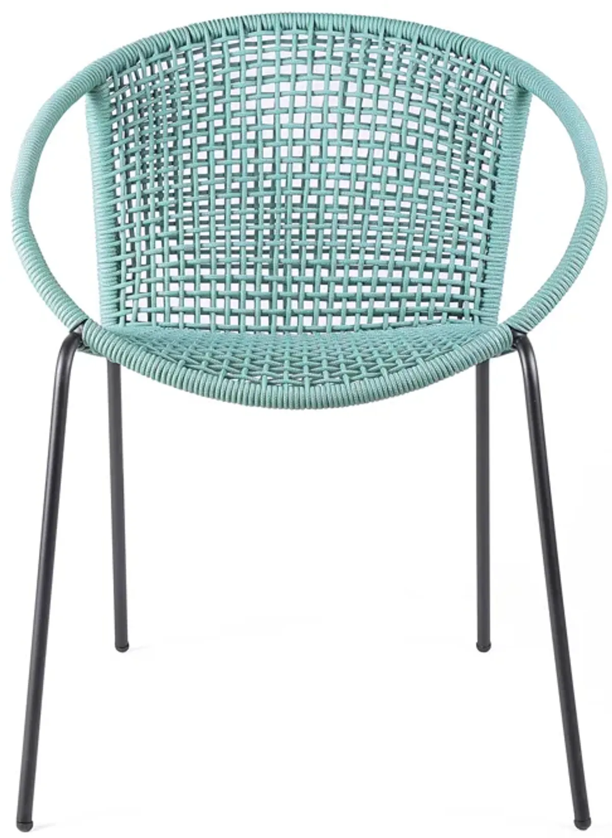 Snack Indoor Outdoor Stackable Steel Dining Chair with Wasabi Rope (Set of 2)