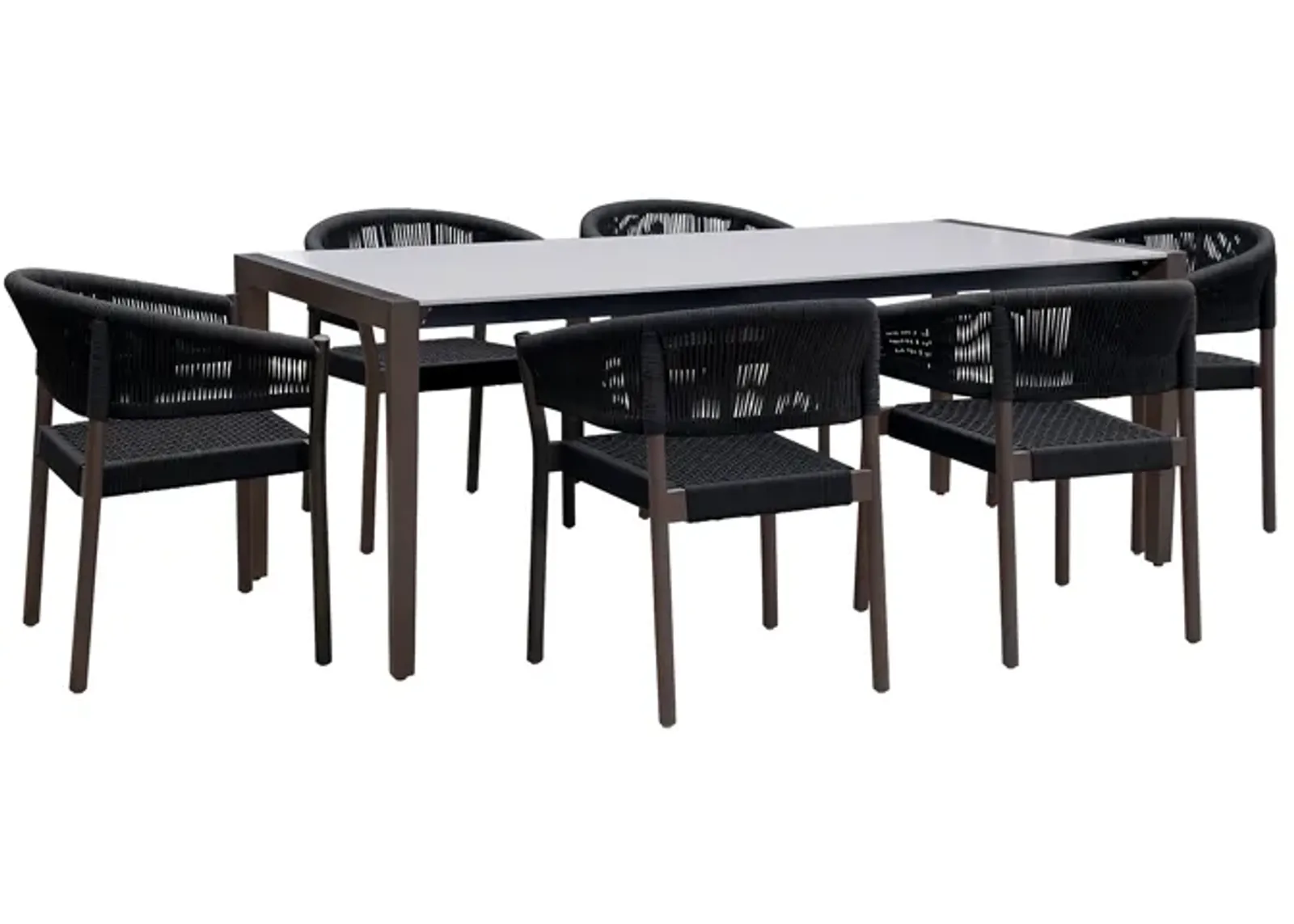 Fineline and Doris Indoor Outdoor 7 Piece Dining Set in Dark Eucalyptus Wood