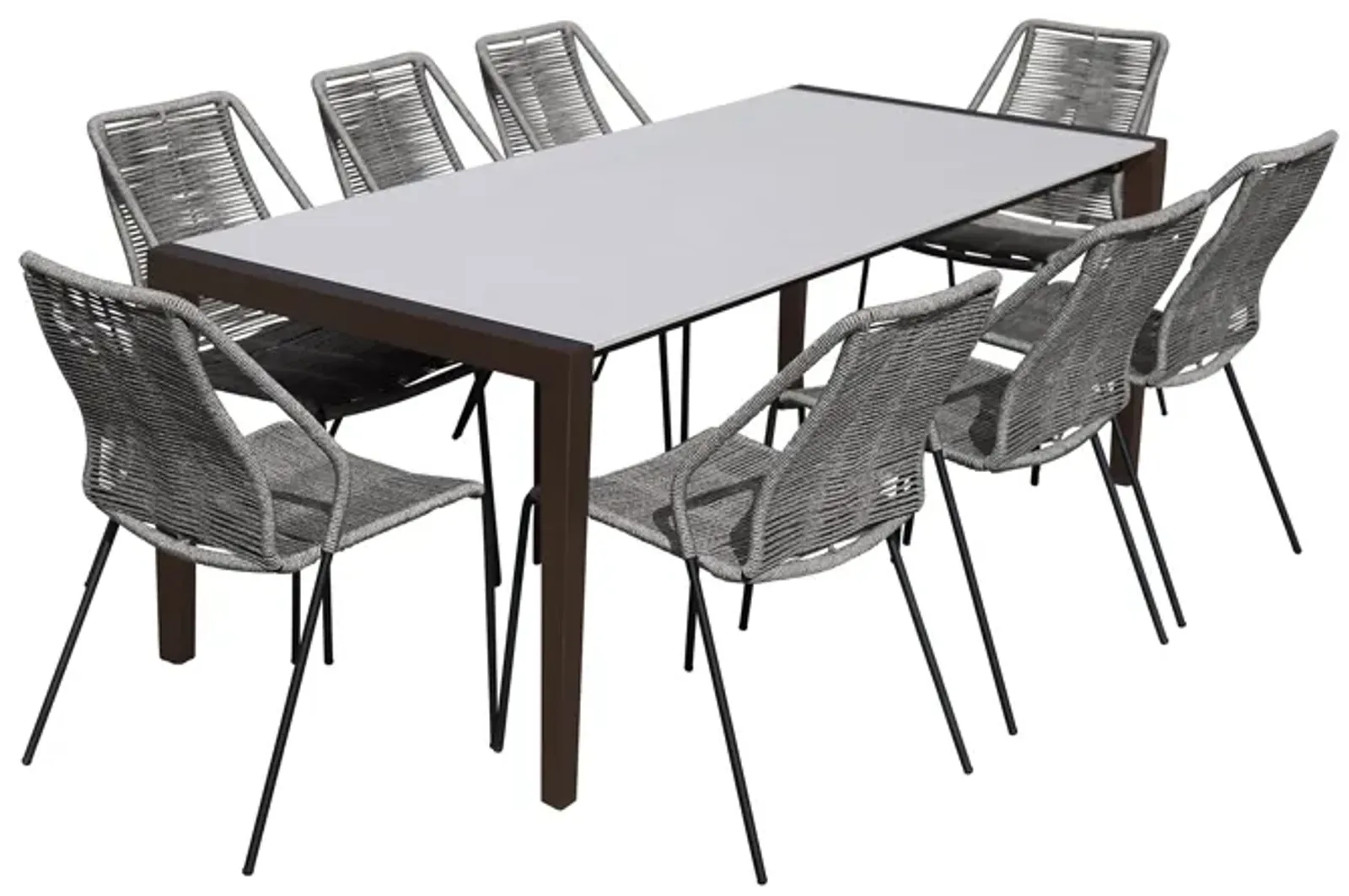 Fineline and Clip Indoor Outdoor 9 Piece Dining Set in Dark Eucalyptus Wood