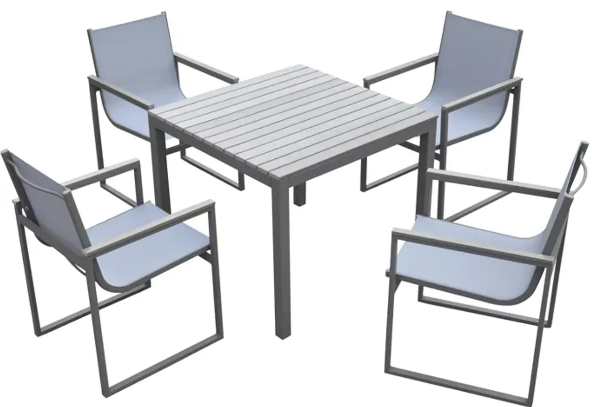 Bistro Dining Set Powder Coated Finish (Table with 4 chairs) in Gray