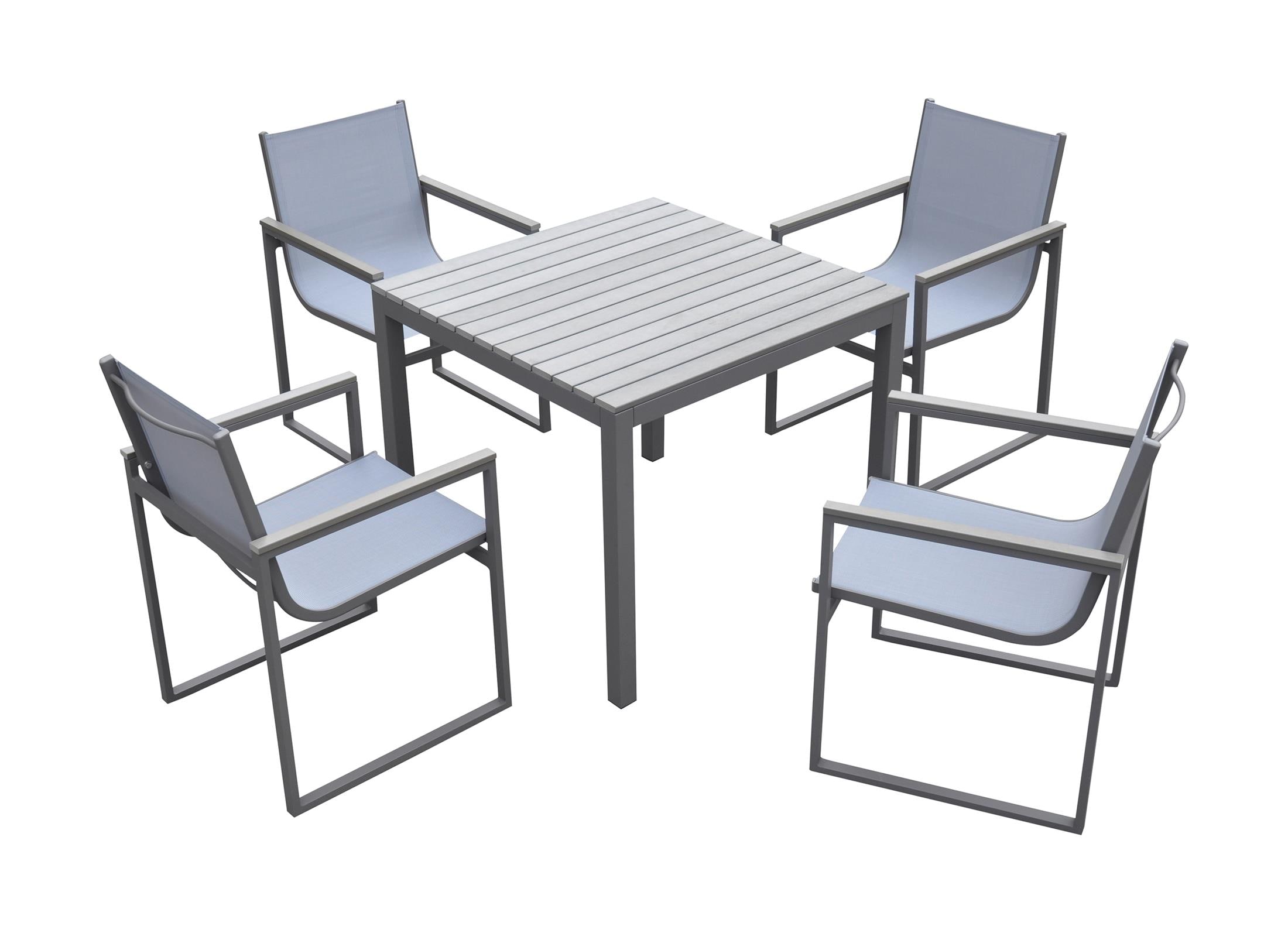 Bistro Dining Set Powder Coated Finish (Table with 4 chairs) in Gray